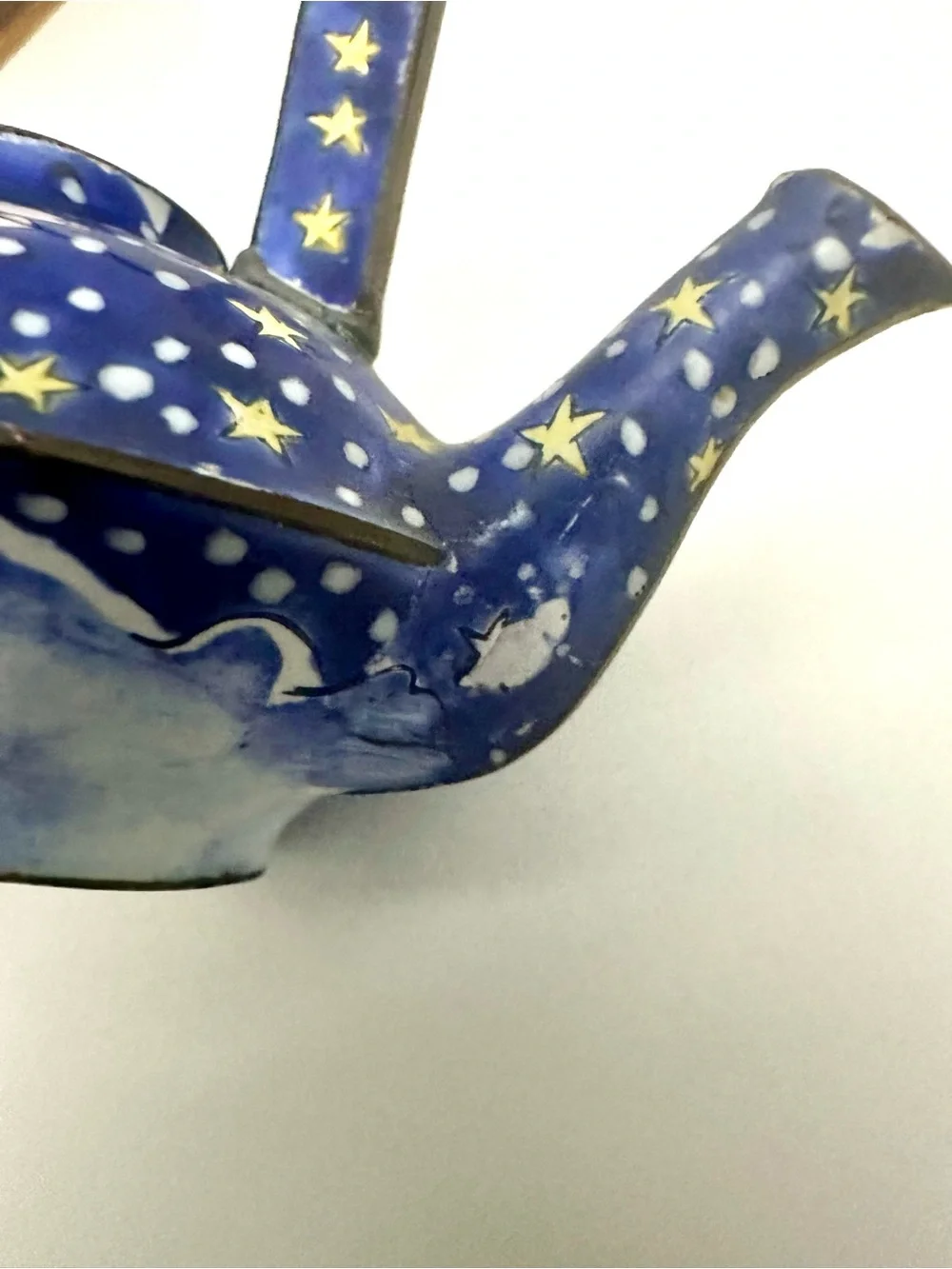 Vintage Redfern House Enamel Mini Teapot-Featuring Flying Pigs, Snow, Stars